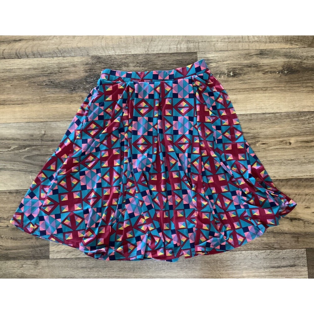 Lularoe Womens Multicolor Geometric Print Knee Length Skirt Size S